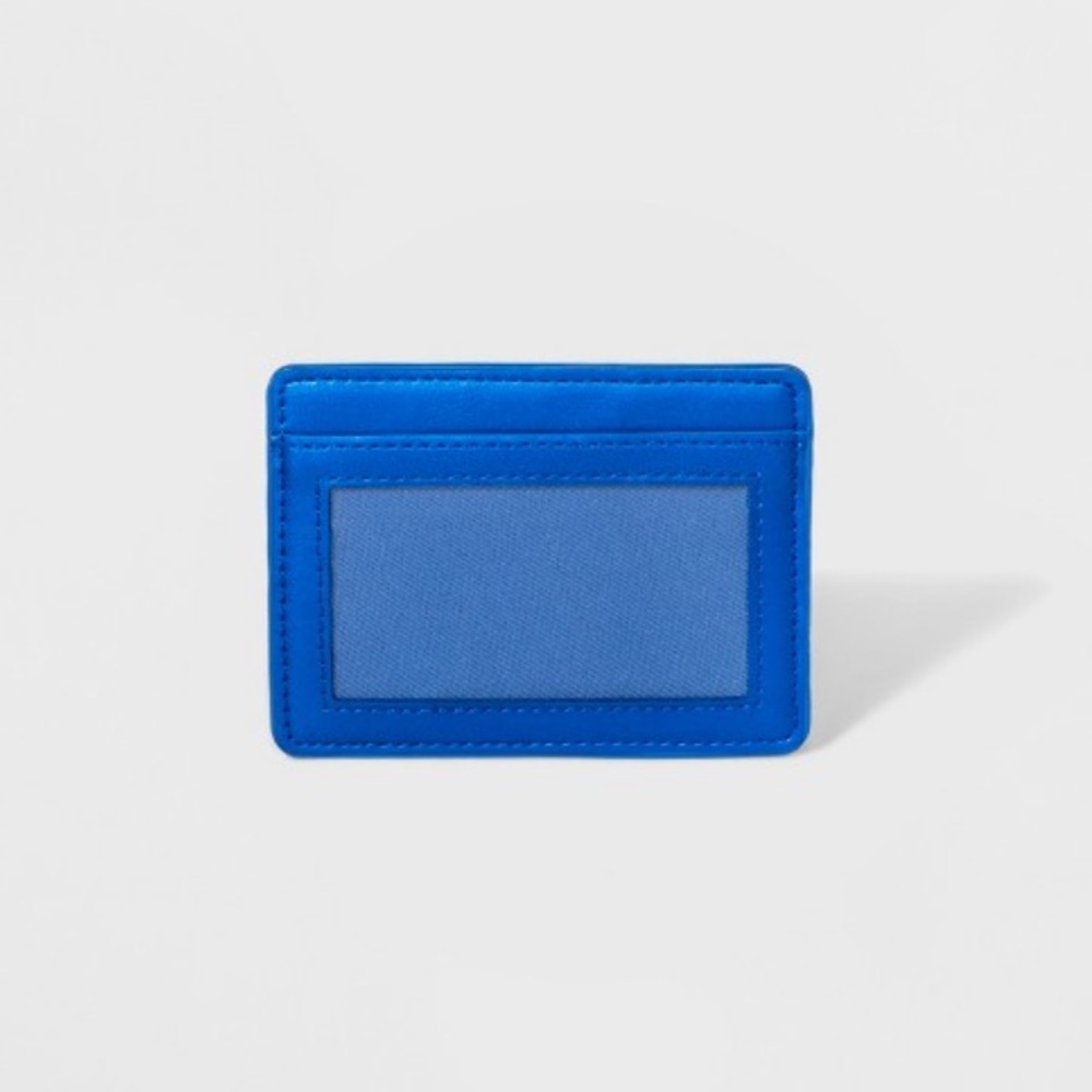 New England Card ID Case in Bright Blue Vegan Leather